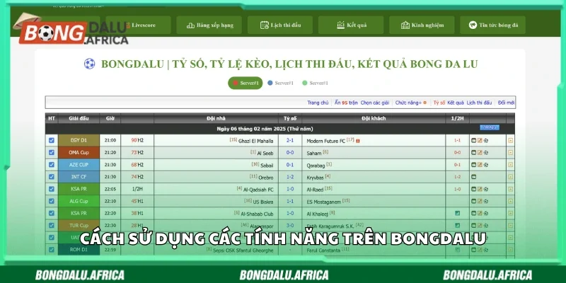 Hướng dẫn sử dụng các tính năng trên Bongdalu