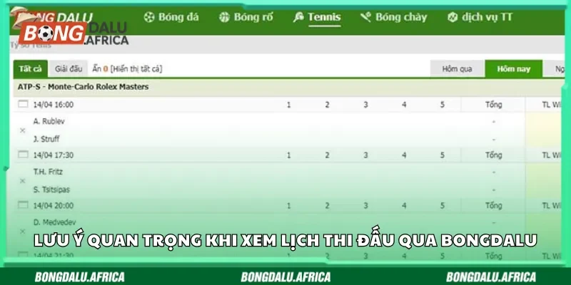 Lưu ý quan trọng khi xem lịch thi đấu qua Bongdalu